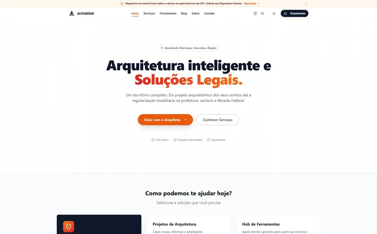 Captura de tela do site Archabitat