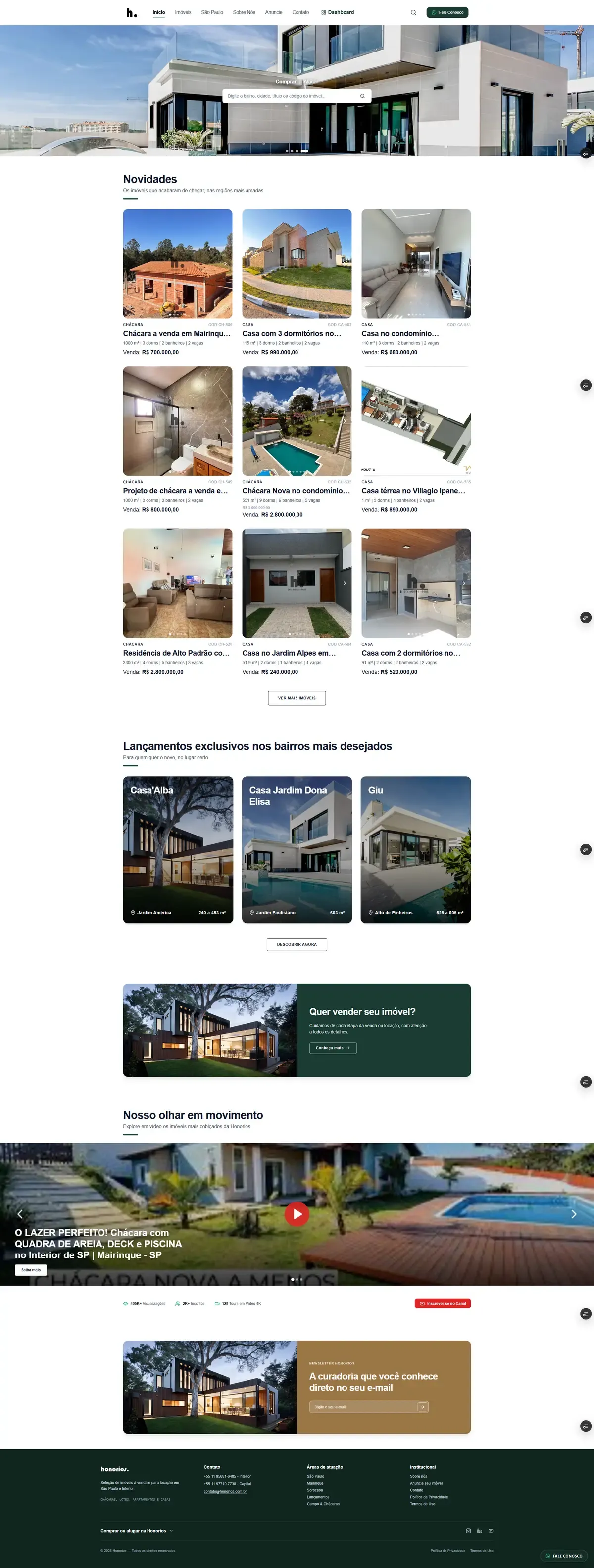 Captura de tela completa do site Honorios
