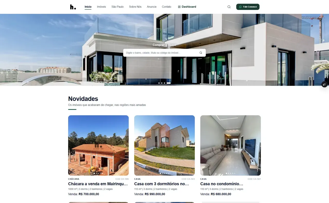 Captura de tela do site Honorios