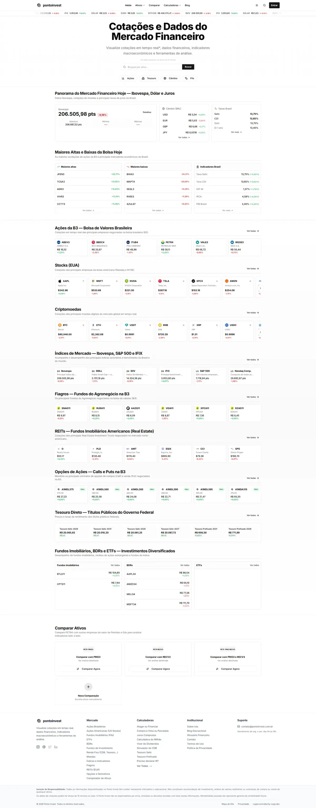 Captura de tela completa do site Ponto Invest